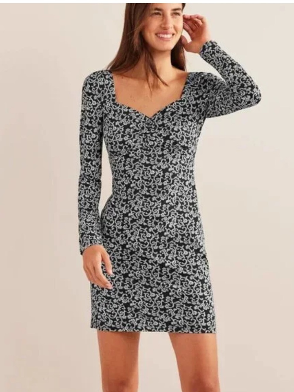 Boden Black White Sweetheart Neckline Dress 10 NEW Tags